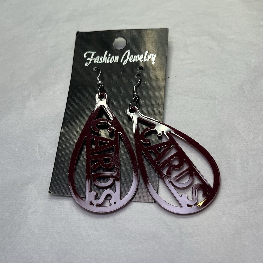 Red Cardinal Drop Pierced Dangle Earrings Acrylic Sports Team Cardinals